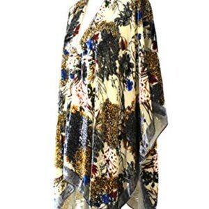 New Style Women's Poncho Cape Shawl Silk Burnout Velvet One Size Designed